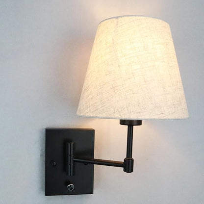 SAMTEEN Swing Arm Wall Sconces Set of Two Modern Black Sconce Light Plug in Wall Sconce with Shade, Black Swing Arm Wall Lamp with Plug in Cord for Bedroom Foyer Living Room