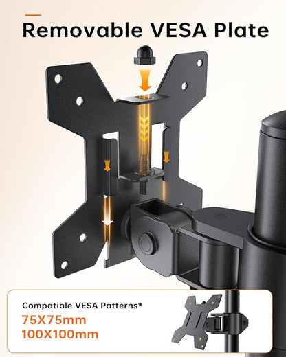 Monitor Arm Desk Mount for 13-27'' Monitors, Single Extra Tall 31.5 Inch Monitor Stand Holds up to 17.6lbs with Swivel, Tilt, Height Adjustable, C-Clamp, 75x75-100x100mm VESA