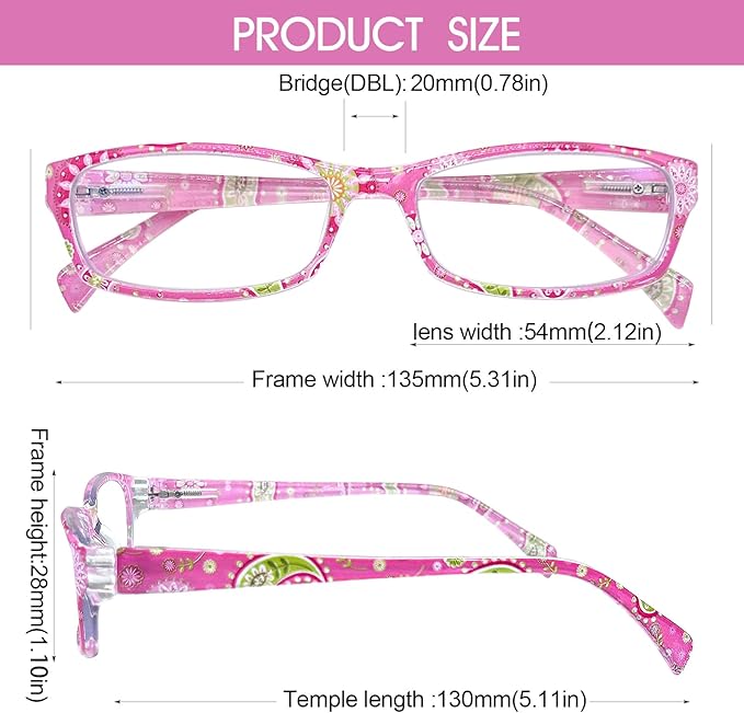 Henotin 6-Pack Reading Glasses Blue Light Blocking Anti Eyestrain Computer Reading Glasses for Women and Men Readers (Mix Color-D, 4.00, Diopters)