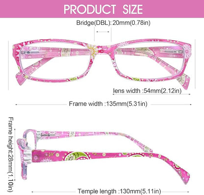 Henotin 6-Pack Reading Glasses Blue Light Blocking Anti Eyestrain Computer Reading Glasses for Women and Men Readers (Mix Color-D, 4.00, Diopters)