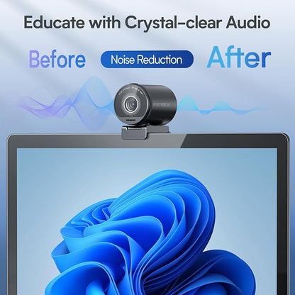 EMEET SmartCam S800-4K Webcam for Streaming, Sony 1/2'' Sensor, Supports HDR, PDAF&TOF Dual-autofocus, 1080P@60fps, 2 Noise-Cancelling Mics, 40°-73° FOV, Perfect for Live Streaming&Online Meetings