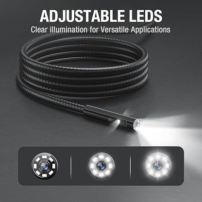Triple Lens Borescope Inspection Camera, Teslong Professional Endoscope with Light, Digital Video Scope Camera, 5" IPS Screen, Waterproof Flexible Cable for Automotive/Home/Wall/Pipe/Car (5FT)