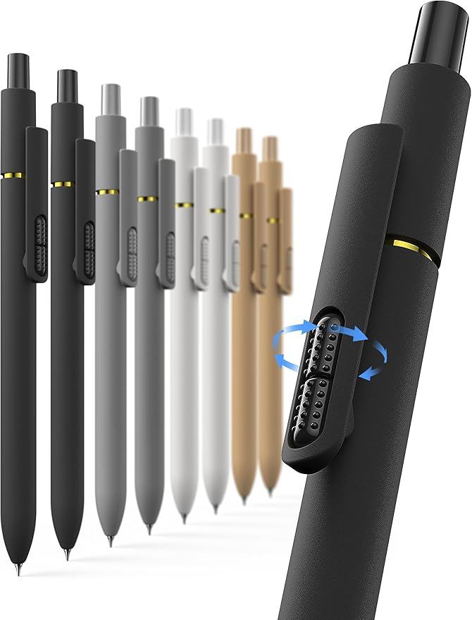 Fidget Gel Pens 8 Pack - 0.7mm Fine Point Black Ink, Smooth Writing Pens, Quick-Dry Black Ink for Journaling, School & Office Supplies, Long Lasting Aesthetic Pens, Gift for Men (Classic Color)