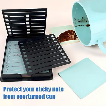 Sticky Note Stencil and Holder, Stick List Organizer, Post It Dispenser for Room and Office Desk Organizer, with Five Different Stencil