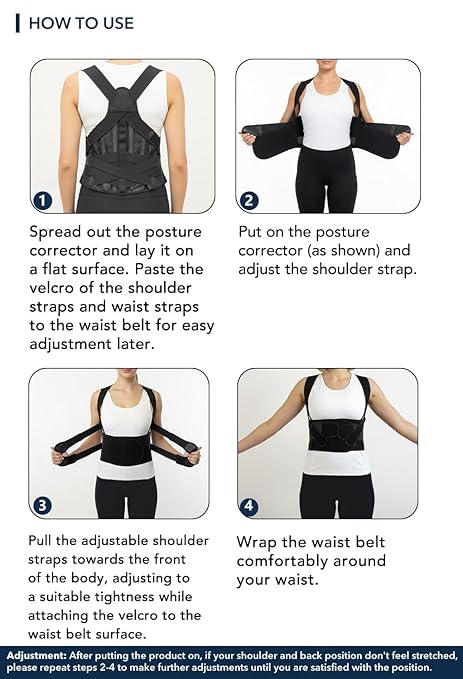 Posture Corrector for Women & Men, Back Brace Advanced Full Back Support for Upper & Lower Back Pain Relief, Spine, Neck, and Hump, X-Style Medical-Grade Lumbar Support System with Adjustable Shoulder Straightener and Breathable Design for Long Sitting...