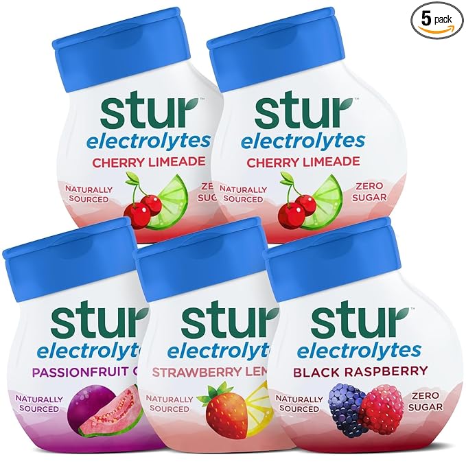 Stur Liquid Water Enhancer | Electrolyte Variety Pack | Naturally Sweetened | High in Antioxidants | Sugar Free | Zero Calories | Keto | Vegan | 5 Bottles, Makes 90 Drinks