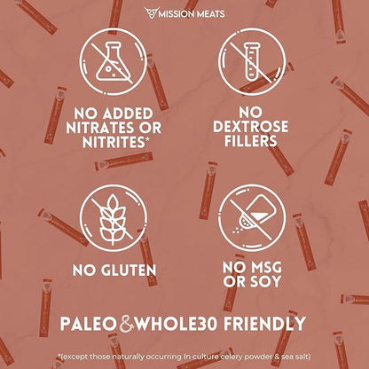 Mission Meats Beef Sticks – 100% Grass Fed & Pasture Raised, Sugar Free, Individually Wrapped Healthy Snacks, Whole 30 & Paleo Friendly, Jalapeno 1oz (Pack of 24)