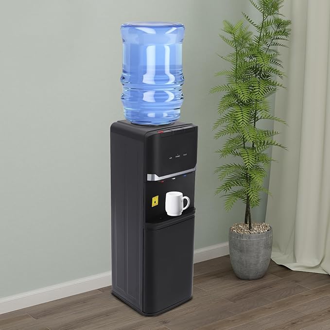 Top Loading Water Dispenser, 5 Gal Hot, Cold & Warm Water Dispenser, 110V Floor Standing Water Cooler with Safety Lock, Energy-Saving Water Dispenser for Home & Office