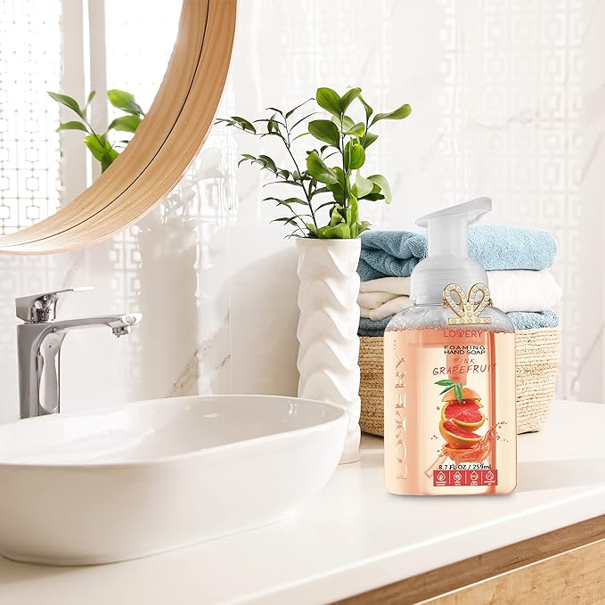 LOVERY Foaming Hand Soap-Pack of 3-Moisturizing Hand Soap with AloeVera & Essential Oils-Alcohol-Free Hand Wash in Honey Almond, PomegranatePeach, Lavender Jasmine Scent-Free Bracelet
