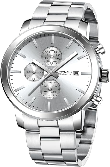 CRRJU Mens Stylish Casual Quartz Watches for Men Luxury Waterproof Calendar Chronograph Japan Movement Wristwatches