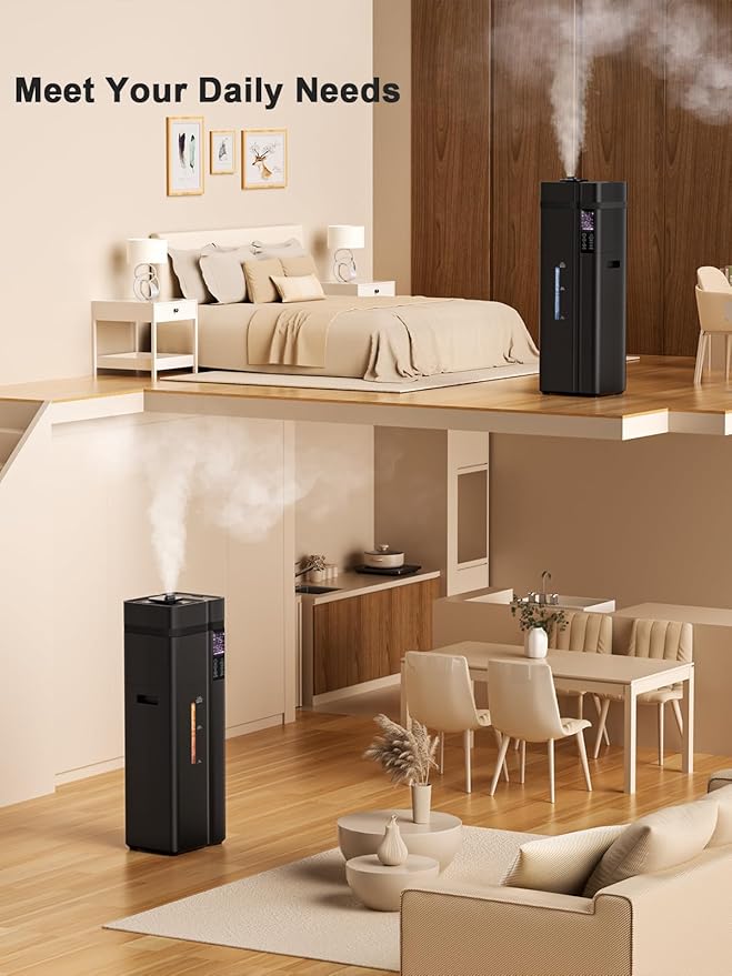 13L/3.4Gal Humidifiers for Bedroom, Ultrasonic Warm & Cool Mist Humidifier Large Room, Covers 800ft², 72H Runtime, 24H Timer, 3 Mist Modes Top Fill Quiet Humidifiers for Home, Office, Black