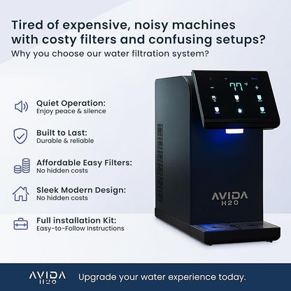 Ultra Instant Hot and Cold Water Dispenser - Bottleless Water Dispenser Countertop with Full Installation Kit and Quiet Multi-Stage Filtration + UV Sterilization & Modern Touchscreen Design