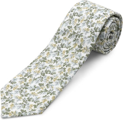 Cotton Floral Ties for Men 2.76" Men's Skinny Tie Linen Flower Printed Neck Tie for Wedding Dating Party