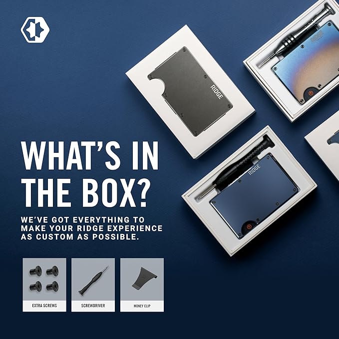 The Ridge Wallet for Men - Slim Minimalist Compact Wallet and Card Holder, RFID Protected Front Pocket Wallets with Integrated Money Clip (Alpine Navy)