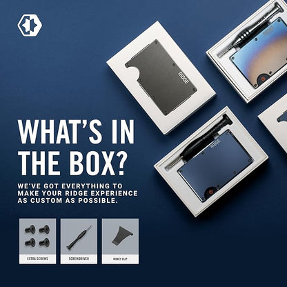 The Ridge Wallet for Men - Slim Minimalist Compact Wallet and Card Holder, RFID Protected Front Pocket Wallets with Integrated Money Clip (Alpine Navy)