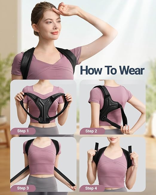 Upper Back Brace Posture Corrector For Women,Lightweight Back Straightener Posture Corrector,Adjustable Upper Back Support,Clavicle Brace For Round Shoulder & Hunchback (Large)