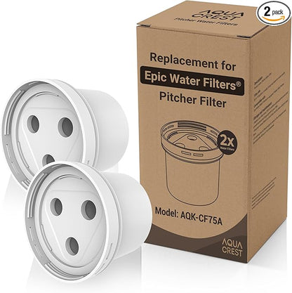 AQUA CREST Filter Compatible with All Epic Water Filters® Pitchers and Dispensers, Aquagear® Water Filter Pitchers, 150-Gallon Long-Life, BPA Free, 2 Packs