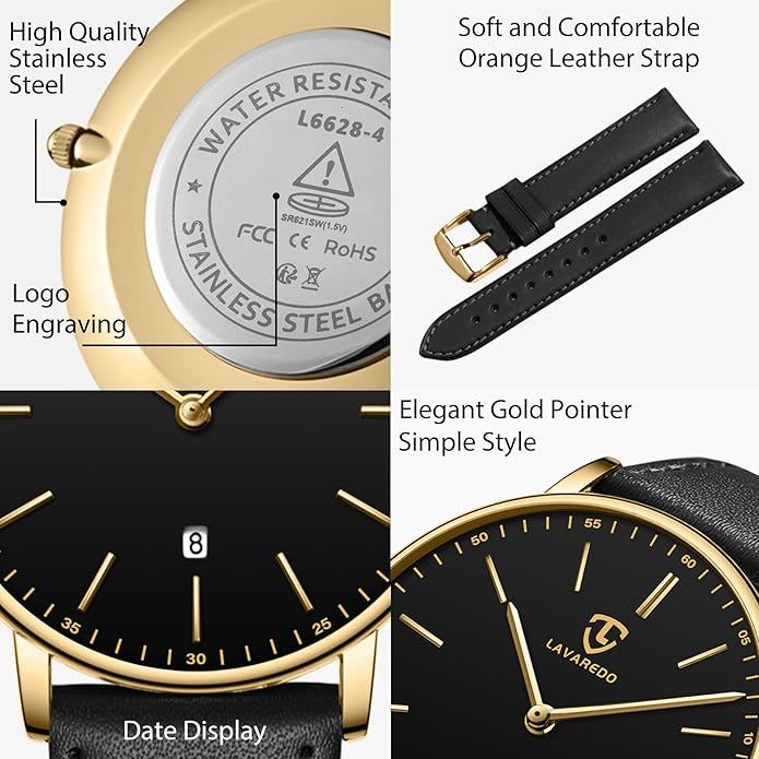 BEN NEVIS Watch, Mens Watch, Minimalist Fashion Simple Wrist Watch Analog Date with Leather Strap
