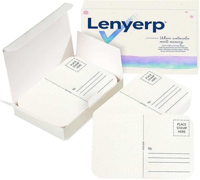 50 Sheets Watercolor Postcards 4 x 6 Inch 140lb/300gsm,100% Cotton,Acid-Free Heavyweight Art Paper with Hot Stamping Font Technology for Painting, DIY, Mailing, Invitations, Greeting Cards