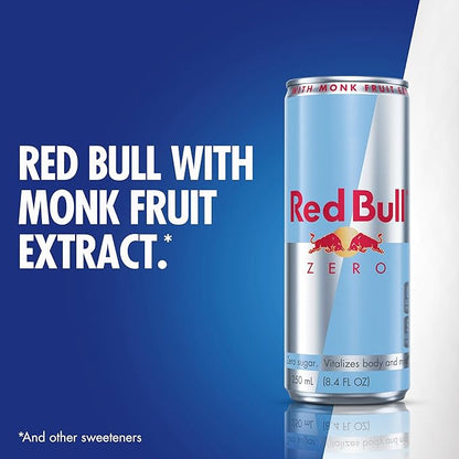 Red Bull Zero Energy Drink, 8.4 fl. oz., with 80mg Caffeine, Taurine & B Vitamins, 6 Packs of 4 Cans, Pack of 24