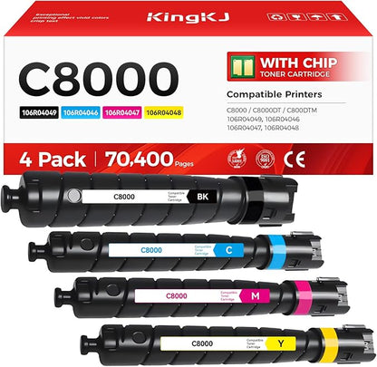 VersaLink C8000 High Capacity Toner Cartridge Set 4-Pack Replacement for Xerox 106R04049 106R04046 106R04047 106R04048 Compatible with Xerox VersaLink C8000 C8000DT C800DTM Printer Black Cyan Magenta