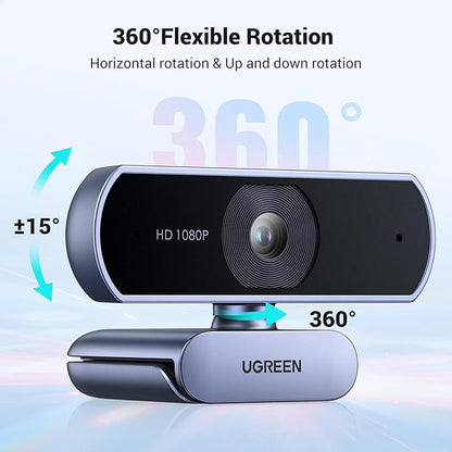 UGREEN 1080P Webcam with Microphone, Full HD USB Web Camera, 85° FOV, Noise-Canceling, Plug and Play, Auto Light Correction, Video Webcam for Streaming/Conferencing, Zoom/Skype/YouTube, Switch 2