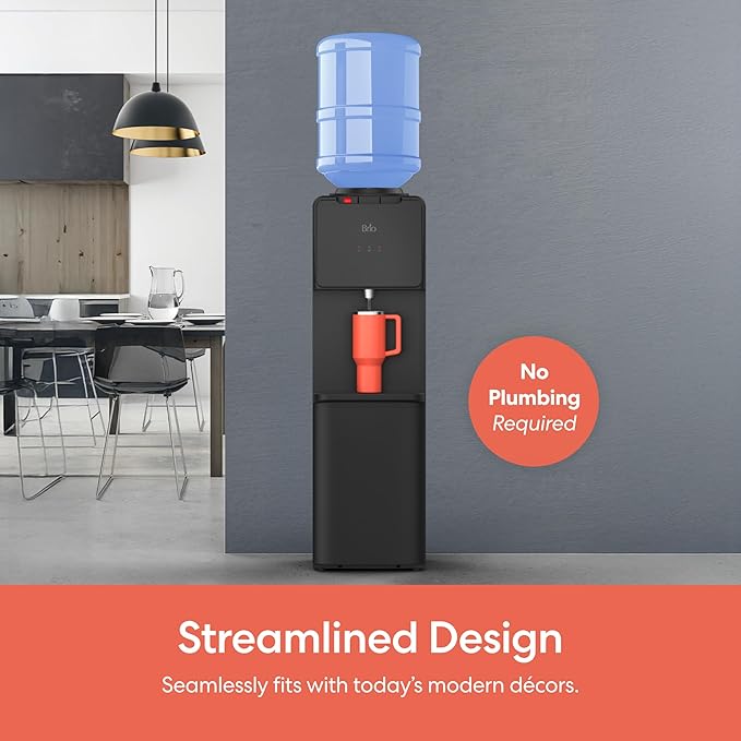 Brio CLTL130 130 Series Top-Load Water Cooler Dispenser for 3- and 5-Gallon Bottles, Hot & Cold, Spill-Free Loading, Child Safety Lock, Energy Star 3.0, Black
