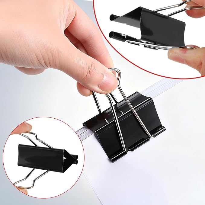 208Pcs Binder Paper Clips Metal Paper Clamps with 6 Boxes, Black Binder Clips Bulk for School Teachers Student Office Supplies, 6 Sizes (Jumbo, Large, Medium, Small, Mini and Micro)