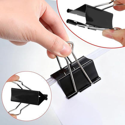 208Pcs Binder Paper Clips Metal Paper Clamps with 6 Boxes, Black Binder Clips Bulk for School Teachers Student Office Supplies, 6 Sizes (Jumbo, Large, Medium, Small, Mini and Micro)