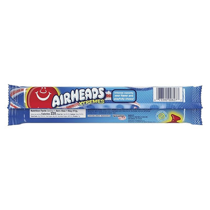 Airheads Xtremes Belts Holiday Candy, Chewy Candy Package, Christmas Stocking Stuffers for Adults & Kids, Bluest Raspberry Fruit Flavor Artificially Flavored, 2 Ounces (18-Pack)