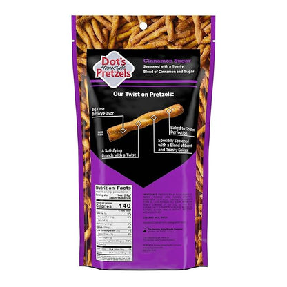 Dot's Pretzels Cinnamon Sugar Seasoned Pretzel Twist Snack, 16oz Grocery Sized Bag (Pack of 3)