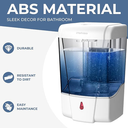 interhasa! Automatic Soap Dispenser Wall Mount 20oz Refillable Liquid Hand Sanitizer Dispenser Commercial Soap Dispenser for Bathroom Support Liquid Gel