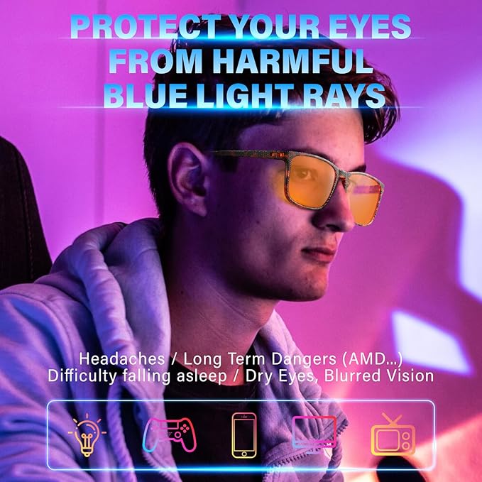 99% Blue Light Blocking Glasses Men Women Lightweight Frame Computer TV Gaming Eyeglasses Reduce Eyestrain