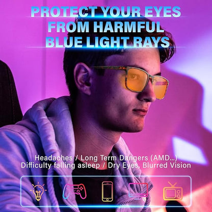99% Blue Light Blocking Glasses Men Women Lightweight Frame Computer TV Gaming Eyeglasses Reduce Eyestrain