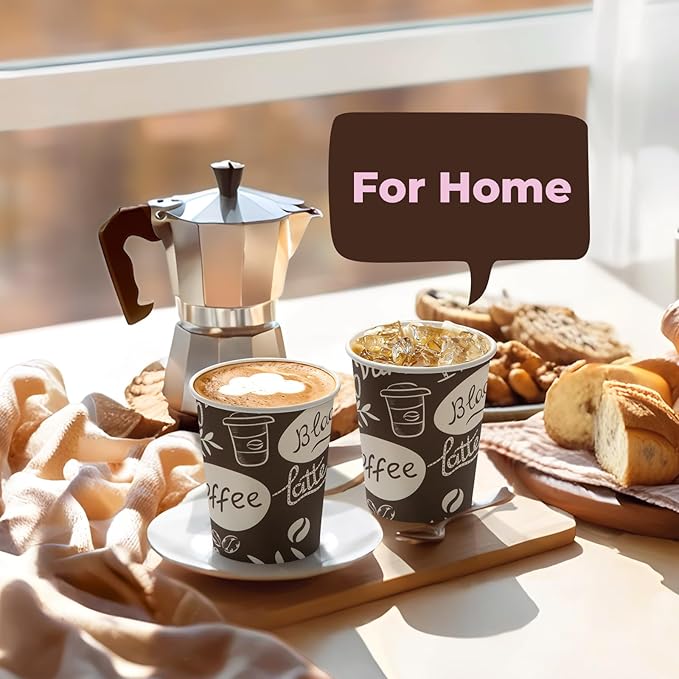 Fit Meal Prep 8 oz Coffee Cups 500 Count, Leak-Proof Hot Cup, Disposable Paper Coffee Cup Bulk for Hot/Cold Beverage, Durable Thickened Paper Cups for Party, Office, Bussines, Home, Bistros