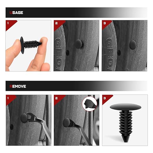Nilight 100PCS Bumper Rivet Fender Clips for GM 1605396,1595864 for Chrysler 6030441 for Ford 388577S 7.5mm Hole