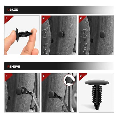 Nilight 100PCS Bumper Rivet Fender Clips for GM 1605396,1595864 for Chrysler 6030441 for Ford 388577S 7.5mm Hole