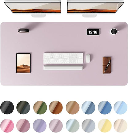 YSAGi Leather Desk Pad Protector, Office Desk Mat, Large Mouse Pad, Non-Slip PU Leather Desk Blotter, Laptop Desk Pad, Waterproof Desk Writing Pad for Office and Home(Grayish Lavender, 47.2" x 23.6")