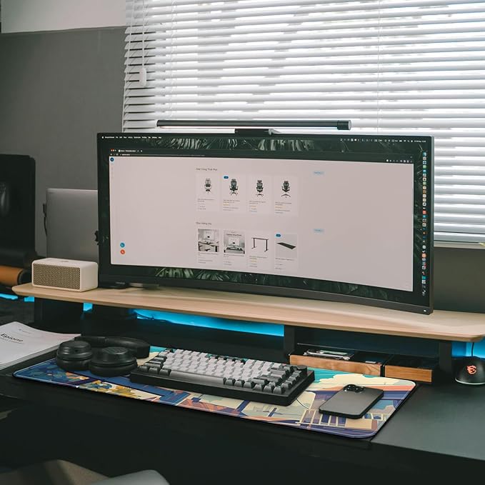 Anime Cute Cat with Sky Backgound Gaming Mouse Pad with Non-Slip Rubber Base, Large Kawaii Mousepad with Stitched Edges, Long Keyboard Mat for Laptop and Mouse, 31.5 x 11.8 inches