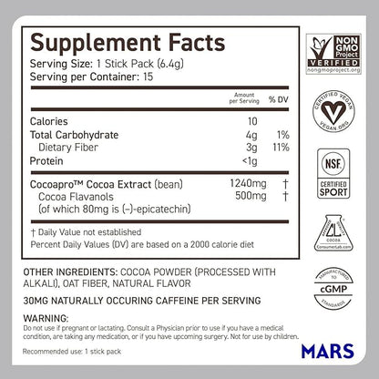 CocoaVia Cardio Health Cocoa Powder, 15 Single Serve Sticks, 500mg Cocoa Flavanols, Support Heart Health, Boost Nitric Oxide, Improve Circulation, Energy, Preworkout, Travel-Friendly, Vegan, Cacao