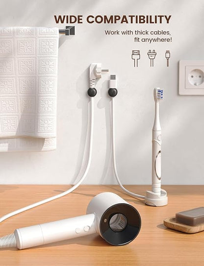 6Pack Rotatable Cord Organizer, Spring Cable Clips - Lamicall [1s Lock] Cord Holder, Desk Phone Charger Cable Management, No-Residue Adhesive Wire Organizer Keeper for Nightstand, Office Accessories