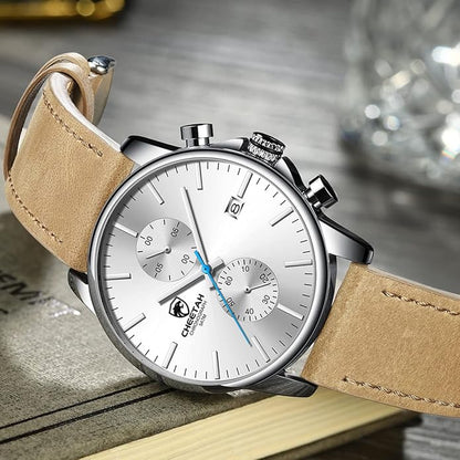 GOLDEN HOUR Mens Watch Fashion Sleek Minimalist Quartz Analog Mesh Stainless Steel Waterproof Chronograph Watches for Men with Auto Date