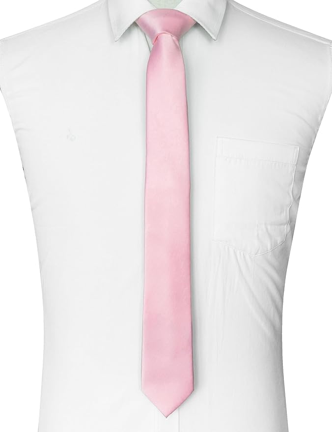 RBOCOTT 2.4“ Solid Color Skinny Tie Business Wedding Necktie for Men(6cm)