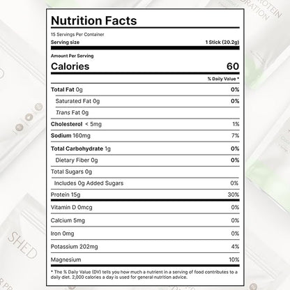 Clear Protein Powder with Electrolytes by Shed, 15g Whey Protein Isolate, Low Calorie and Lactose Free, Light and Clean Hydration Drink, Bloat-Free Post Workout Supplement, Coconut Lime (15 Servings)
