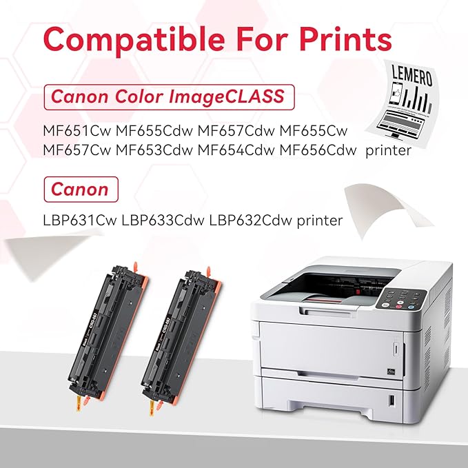 LEMERO 067 Black Toner Compatible for Canon 067 Black Toner Cartridges 067H Toner Work for Canon MF656Cdw Toner Cartridges MF654Cdw MF653Cdw LBP632Cdw Printer (2-067 Black Toner)