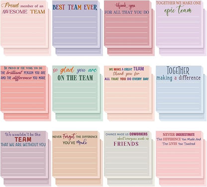 Yinder 24 Pcs Inspirational Sticky Notes Christmas Stocking Stuffers Motivational Sticky Notes Pad Employee Appreciation Gift Bulk for Teacher Nurse Coworker Office 3 x 3'' (Team,Elegant)