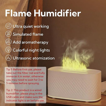 Flame Diffuser Humidifier for Essential Oils - Fire Ultrasonic Aroma Diffusers, USB Personal Desktop Quiet Cool Mist Small Humidifier with Auto-Off for Home Office Bedroom (Volcano)