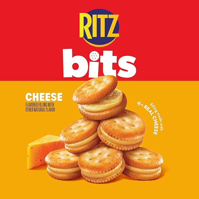 RITZ Bits Cheese Sandwich Crackers, Bulk Lunch Snacks, 48 Snack Packs (4 Boxes)