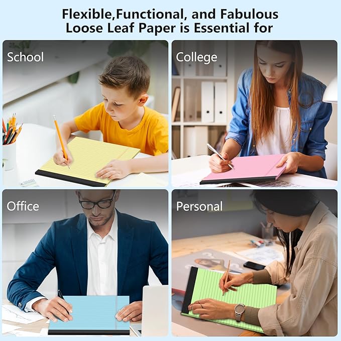 Legal Pads 8.5 x 11 Colored Note Pads, 3 Pack Writing Pads 8.5 x 11 in, Pink Legal Pad 8.5 x 11, Premium Paper Tablets 8-1/2 x 11 Lined Paper, 30 Sheets/Pad, Wide Ruled Notepad with Sturdy Backboard