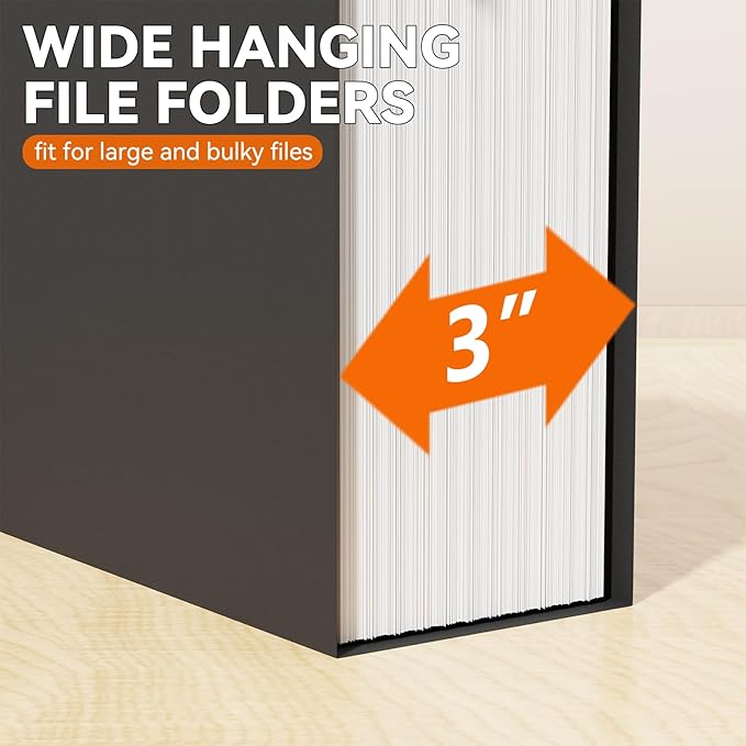 Plastic Legal Size Hanging File Folders,Heavy Duty 3" Expansion Extra Capacity Hanging Folder,Reinforced Black Hang Folders Legal,Adjustable Tabs,Filing Cabinet Folder for Bulky Files,12 Pack